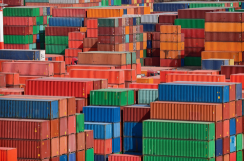 Shipping containers of hardwood flooring